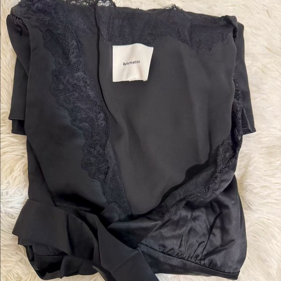 Reformation Avin Silk Dress Black - Picture 5 of 6